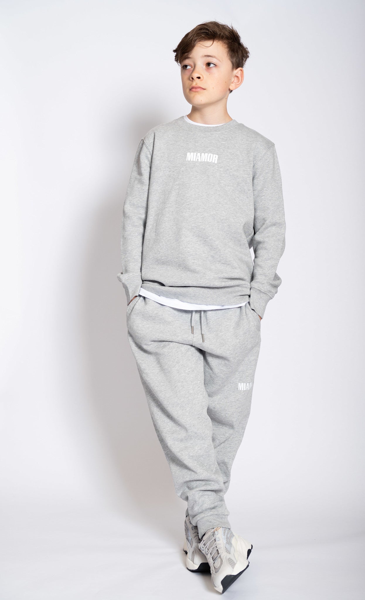 NEW - Mini Miamor supreme crew neck heather grey - white