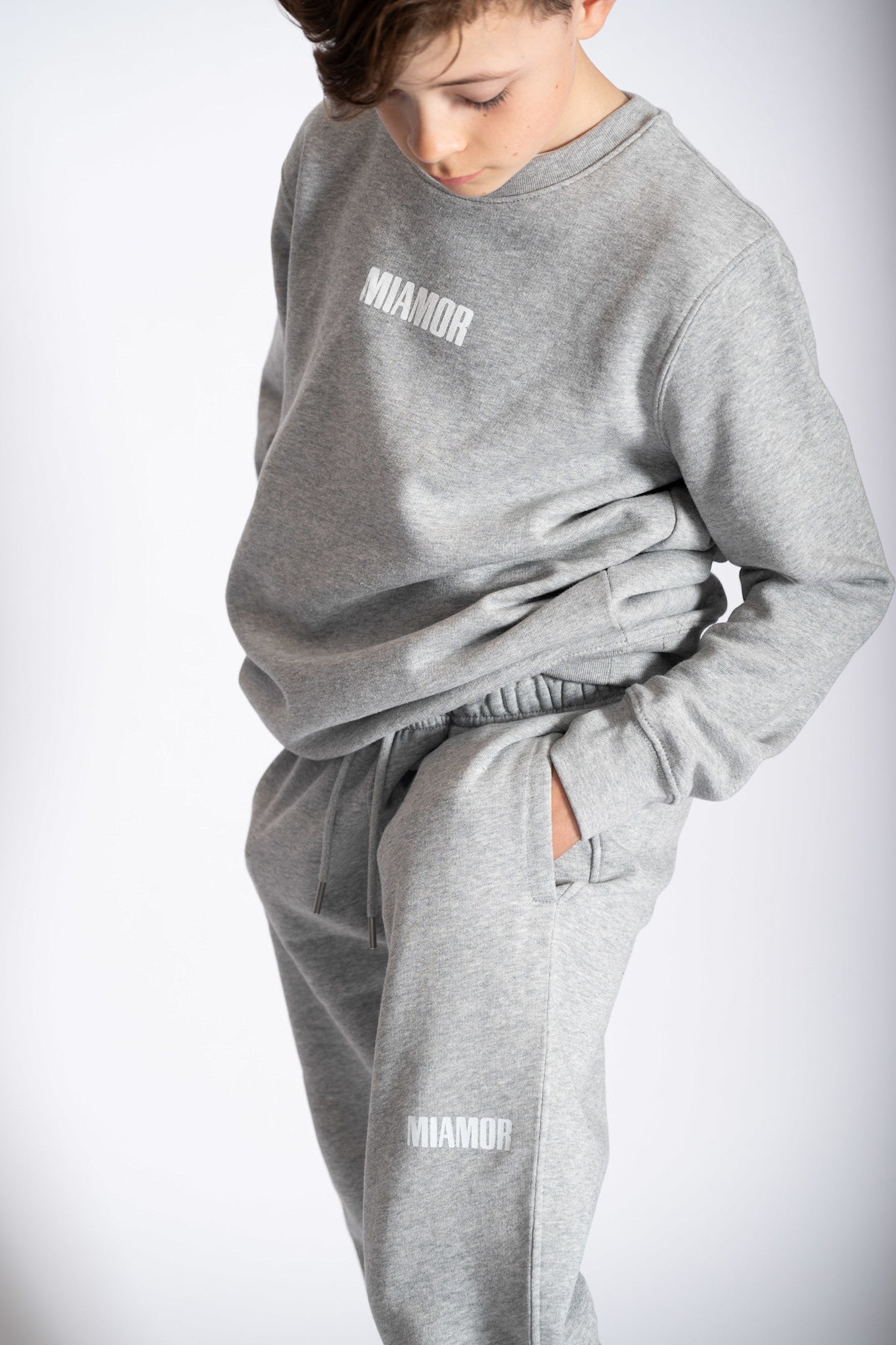 Mini Miamor supreme jogging pants heather grey - white logo