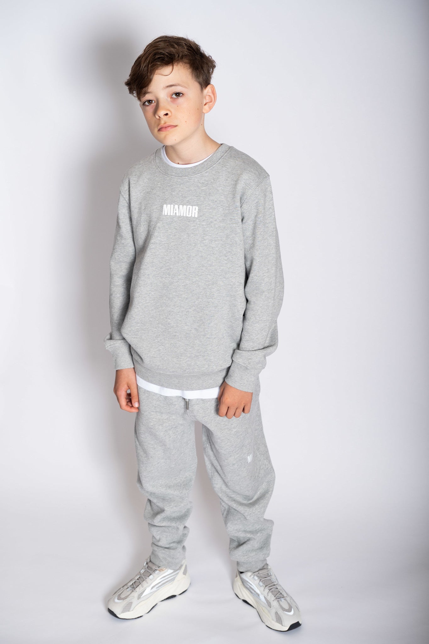 Mini Miamor supreme jogging pants heather grey - white logo