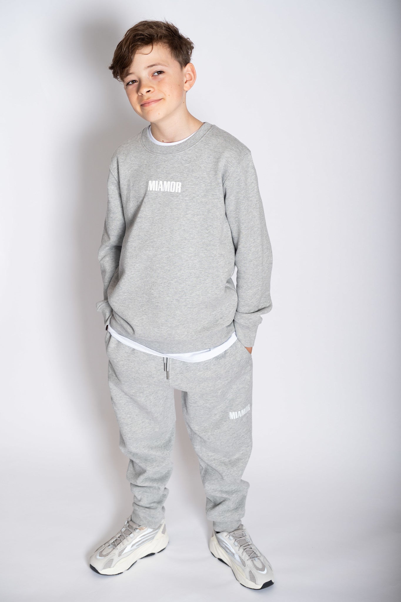 Mini Miamor supreme jogging pants heather grey - white logo