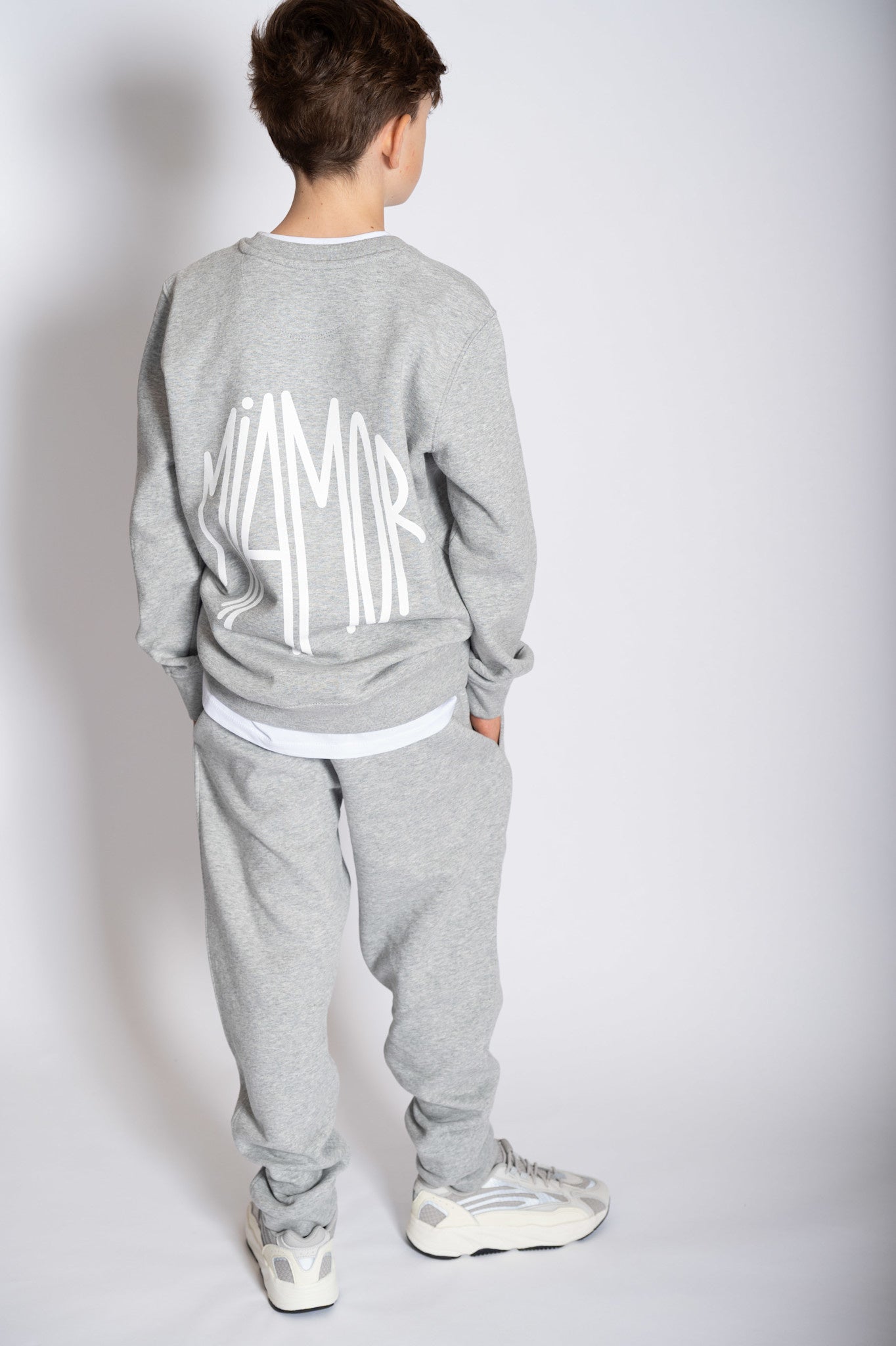 Mini Miamor supreme jogging pants heather grey - white logo