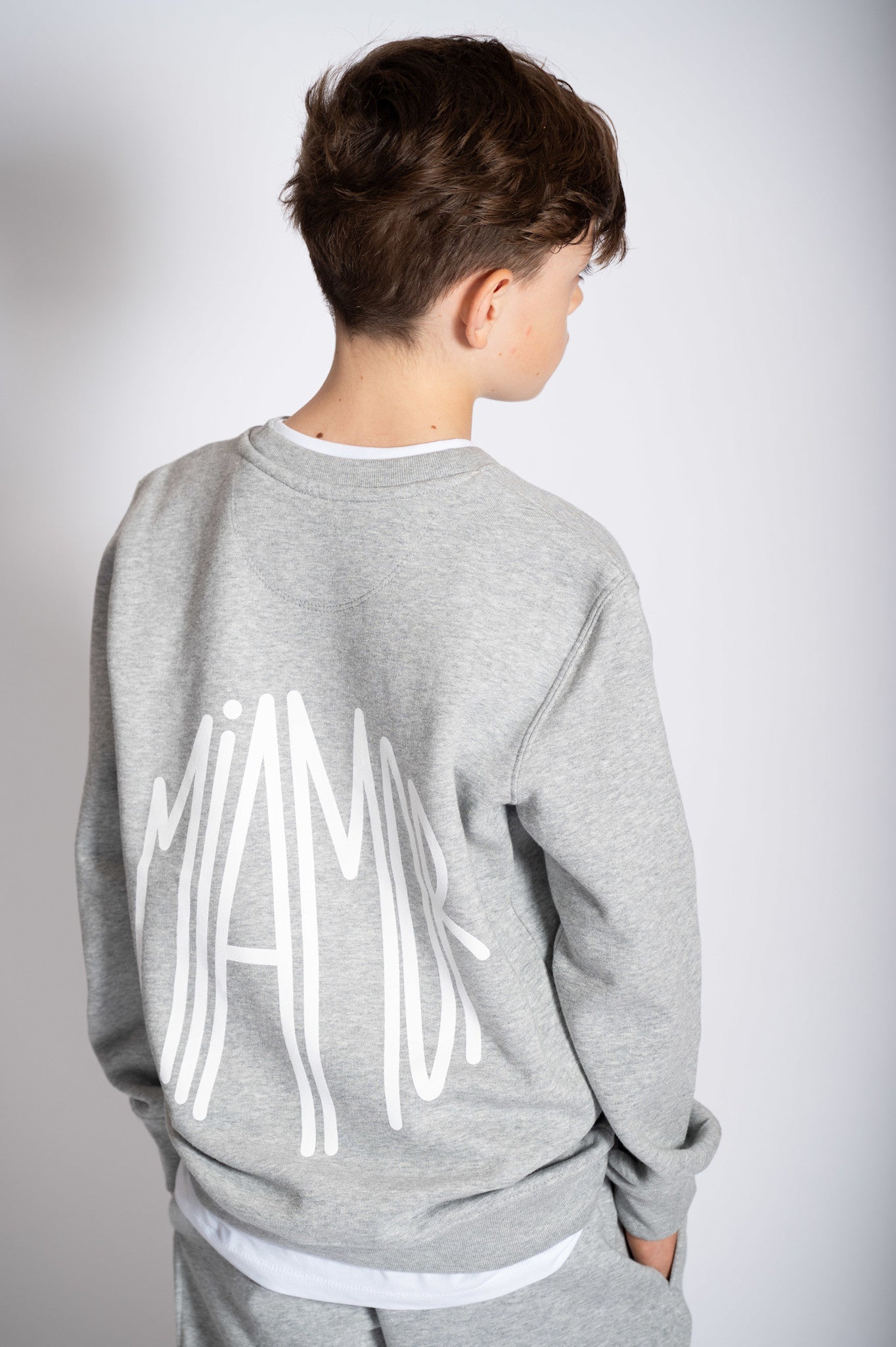 NEW - Mini Miamor supreme crew neck heather grey - white