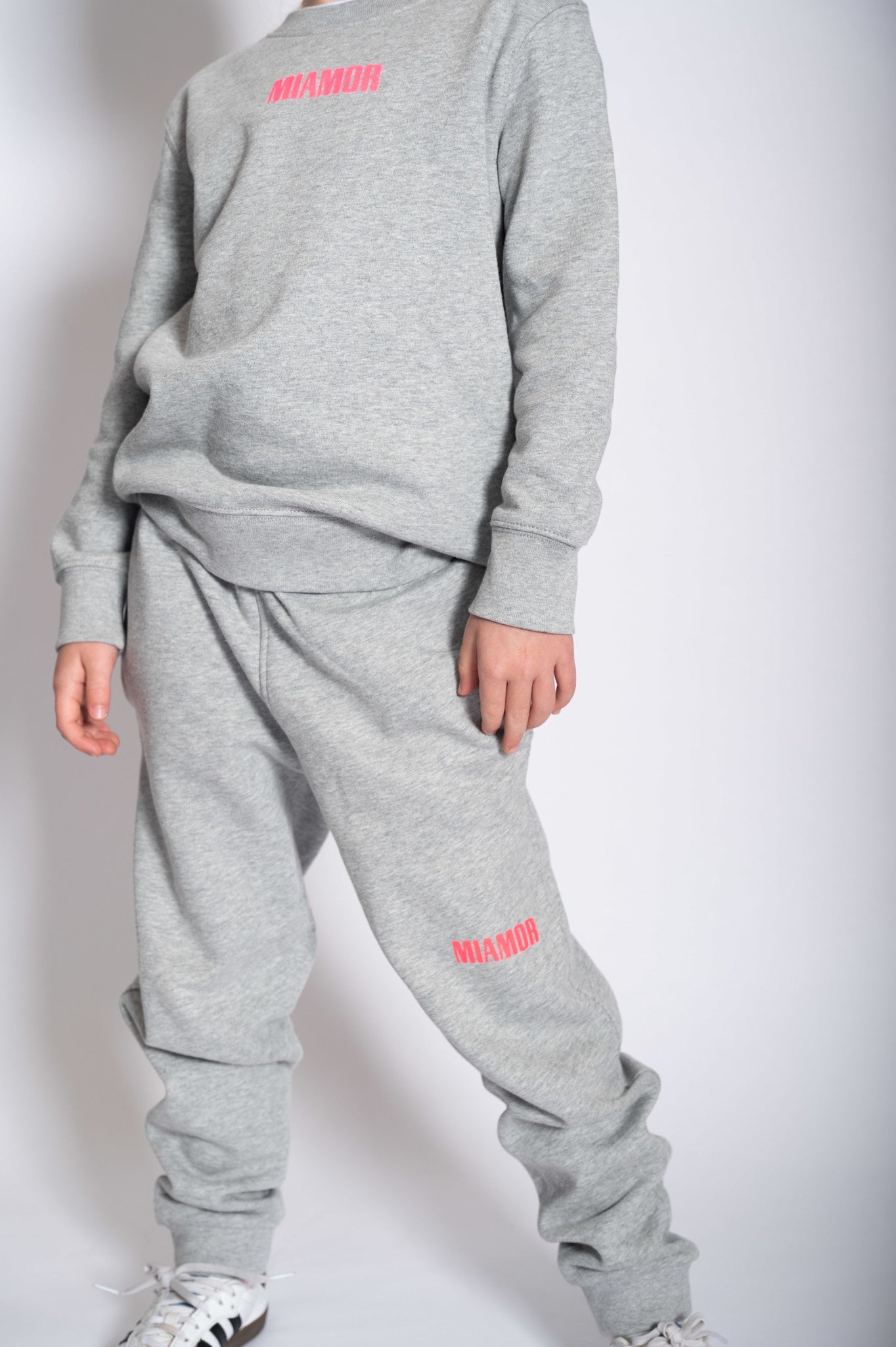 Mini Miamor supreme jogging pants heather grey - neon pink