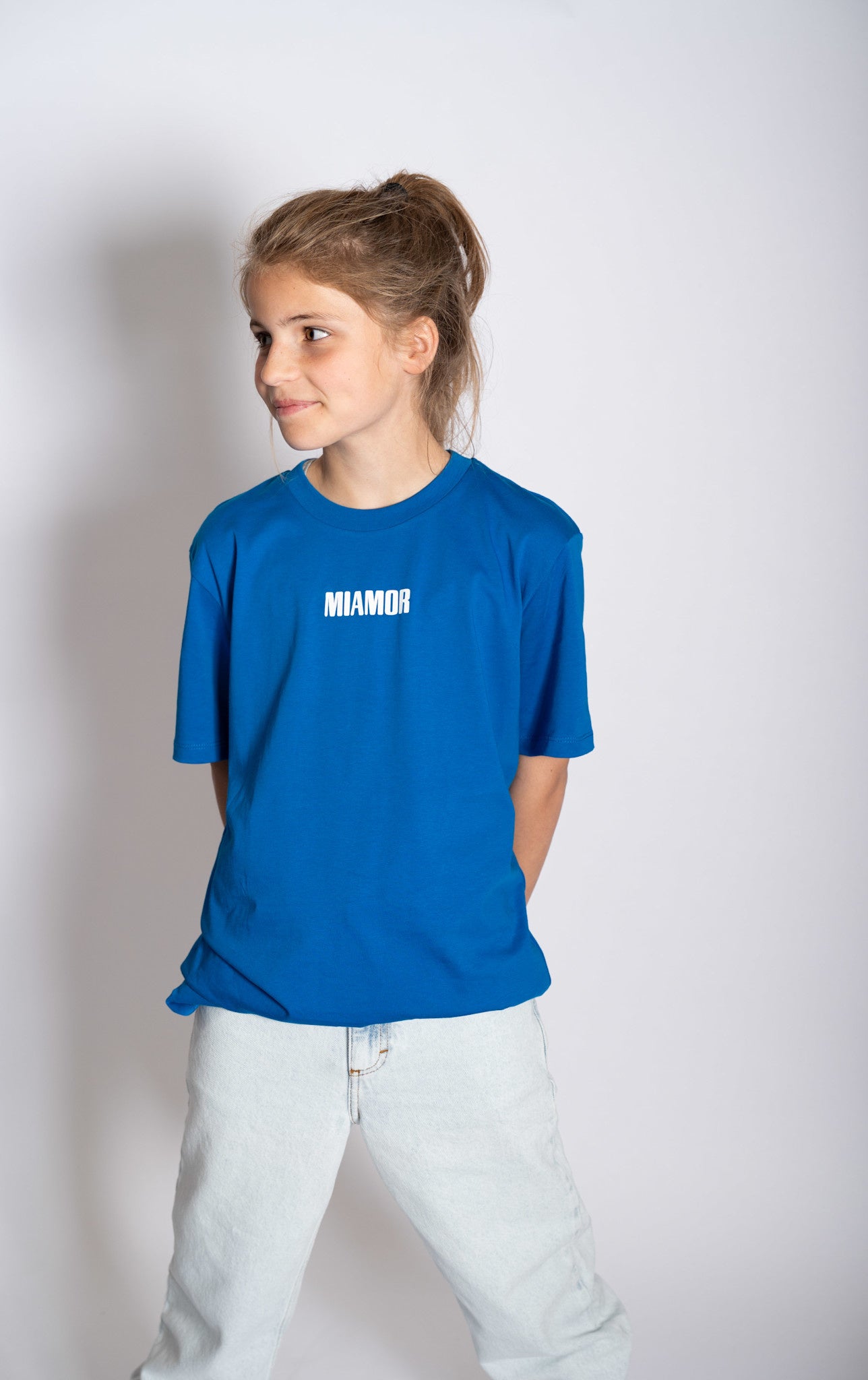 Mini Miamor tee royal blue - white logo