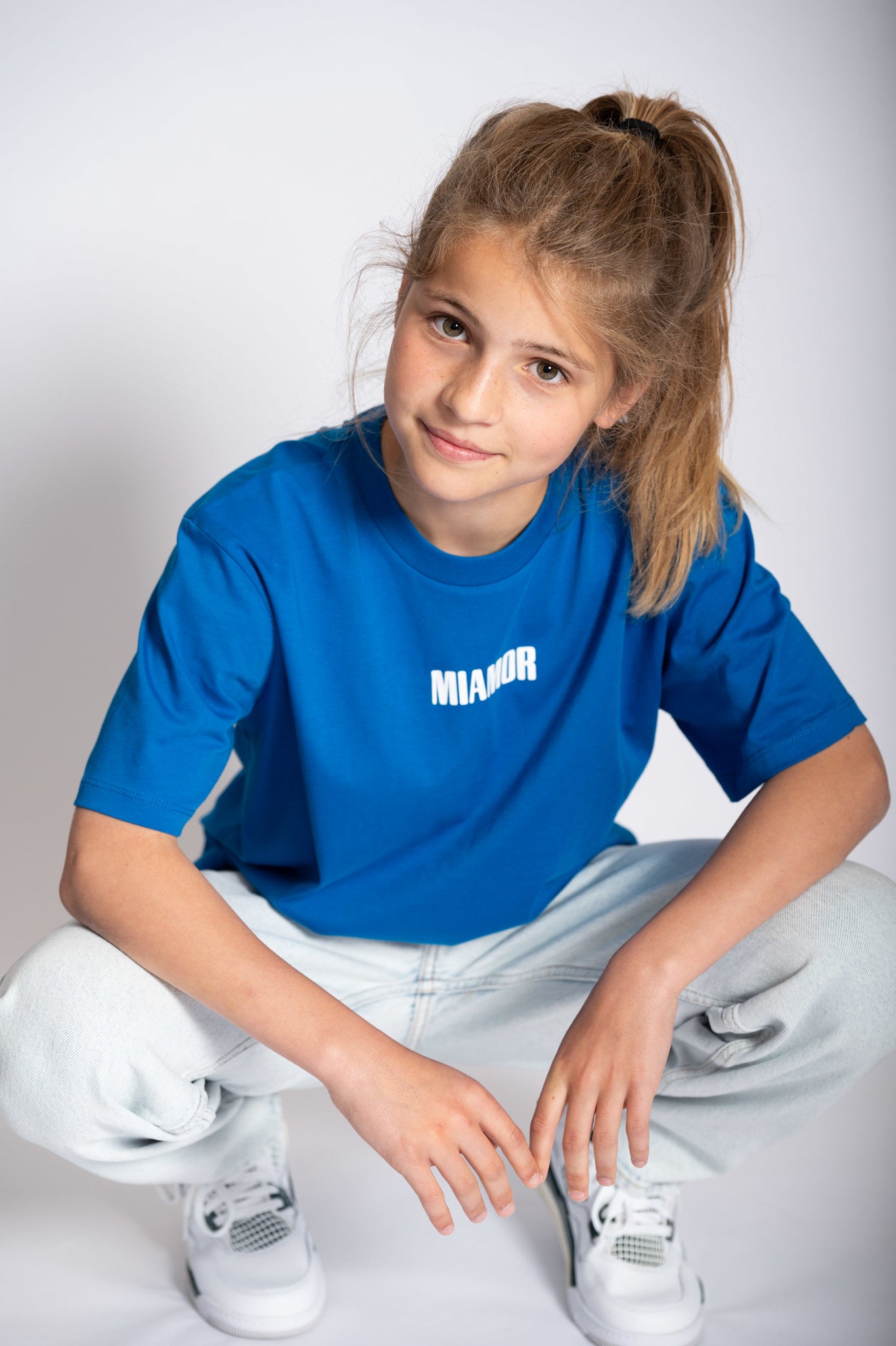 Mini Miamor tee royal blue - white logo