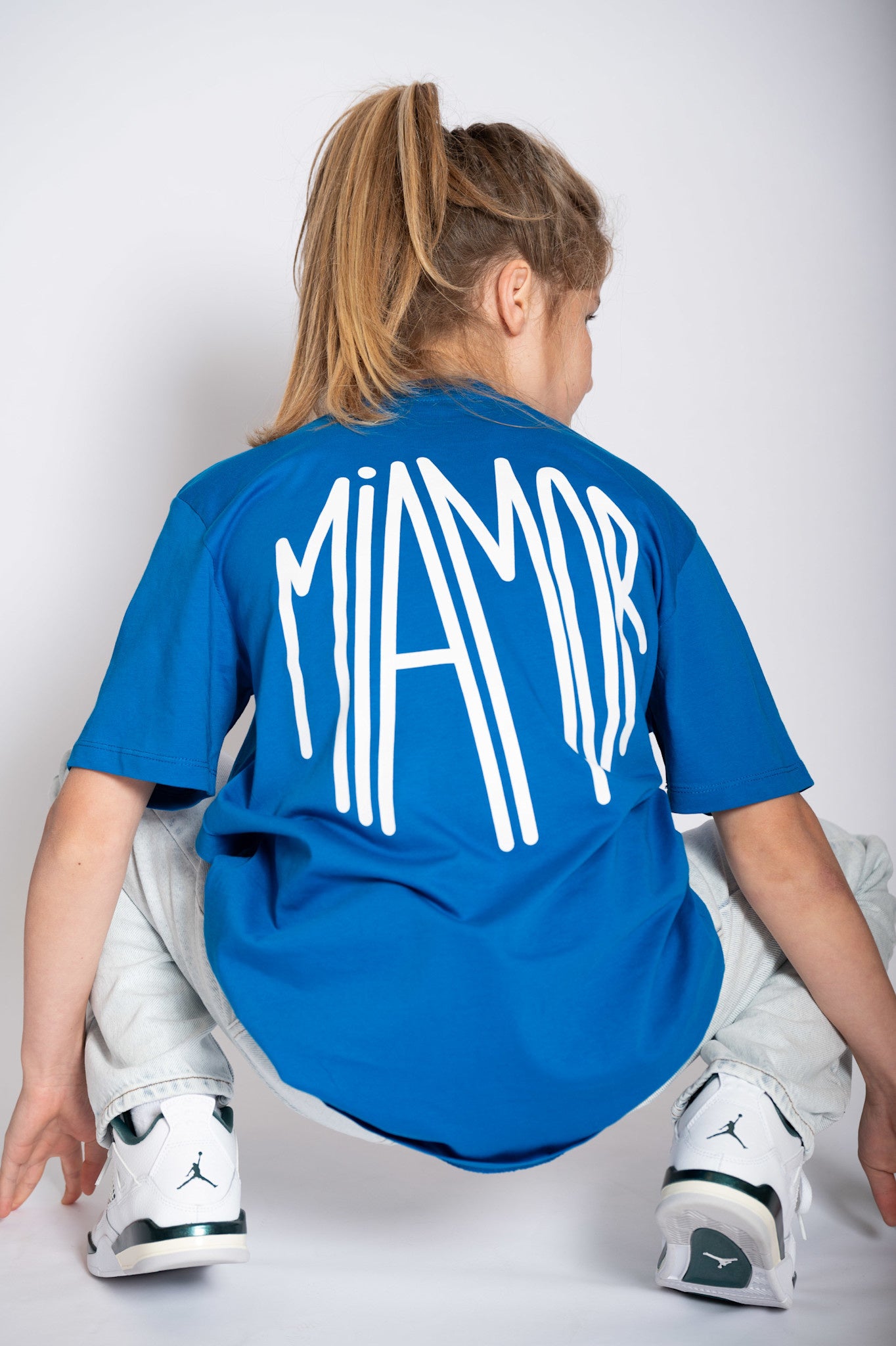 Mini Miamor tee royal blue - white logo