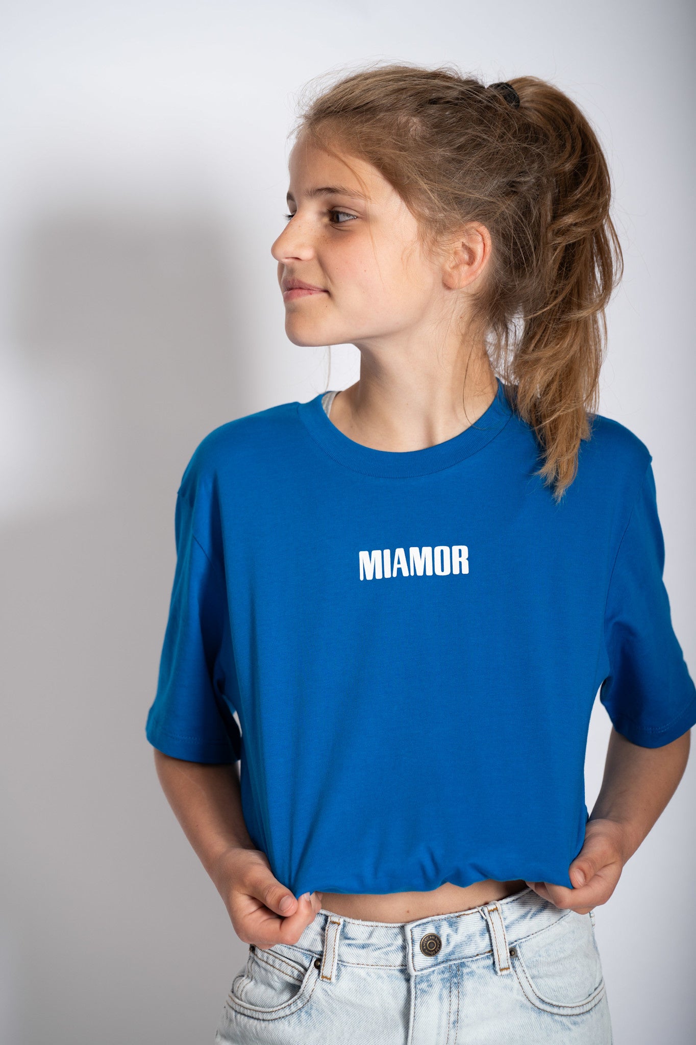 Mini Miamor tee royal blue - white logo