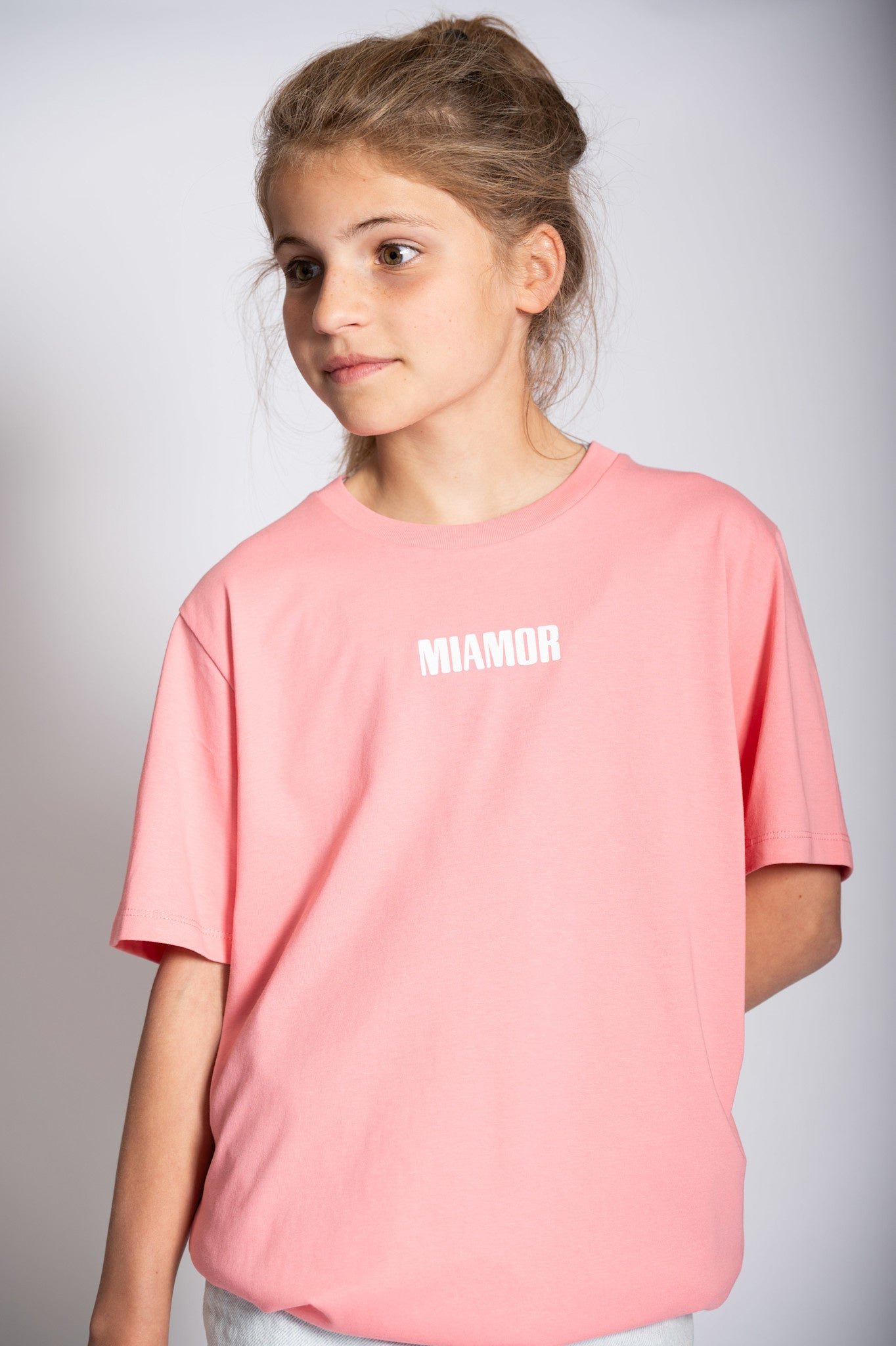 Mini Miamor tee pink joy - white logo