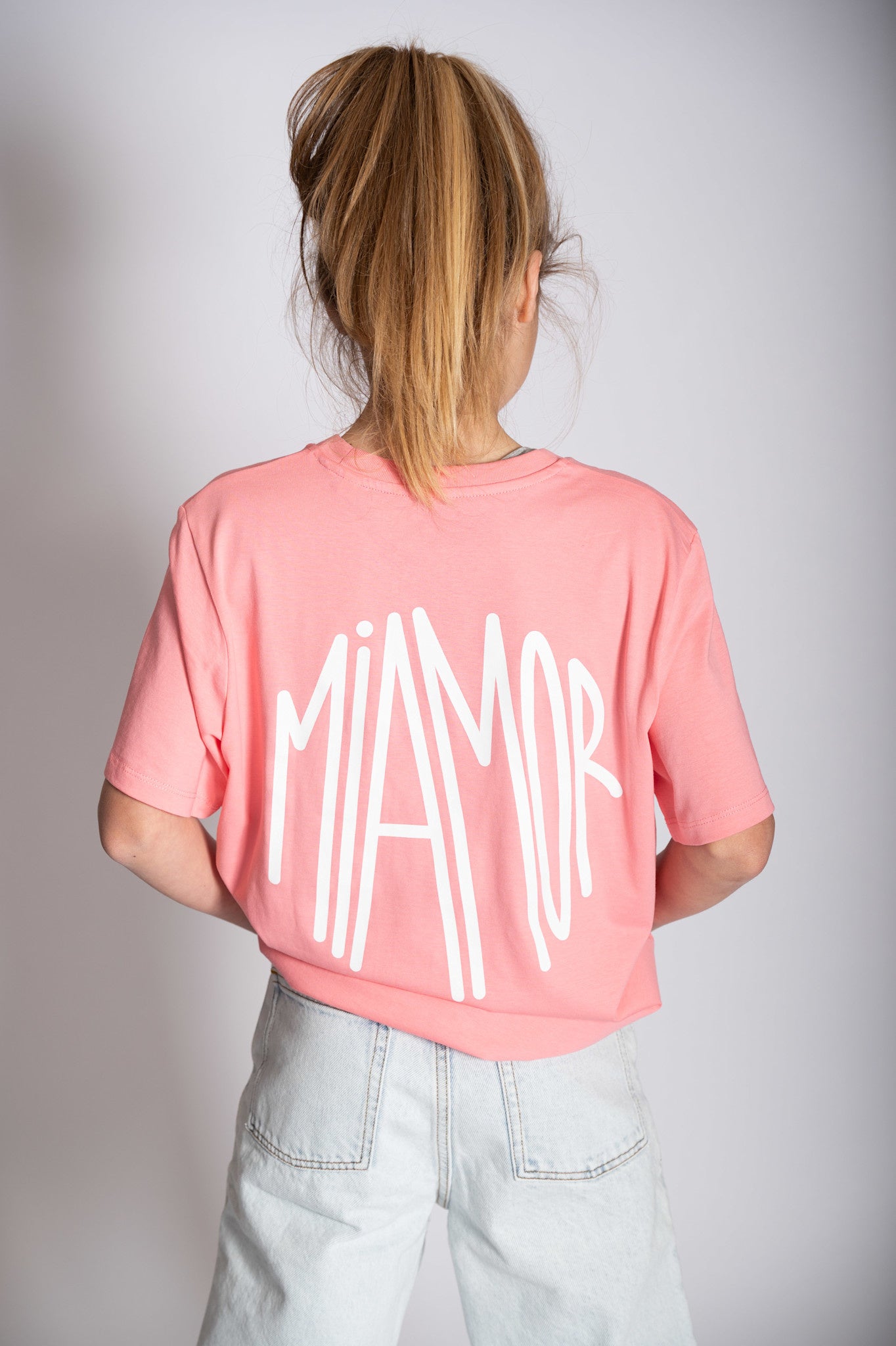 Mini Miamor tee pink joy - white logo