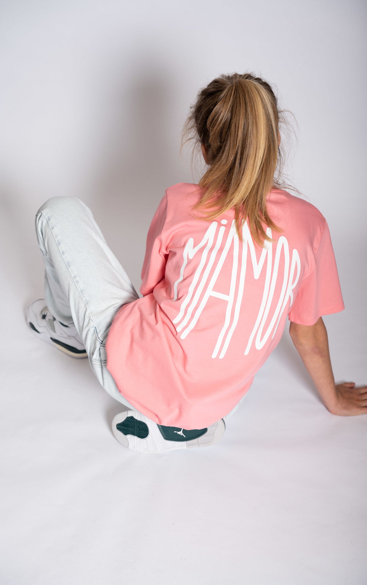 Mini Miamor tee pink joy - white logo