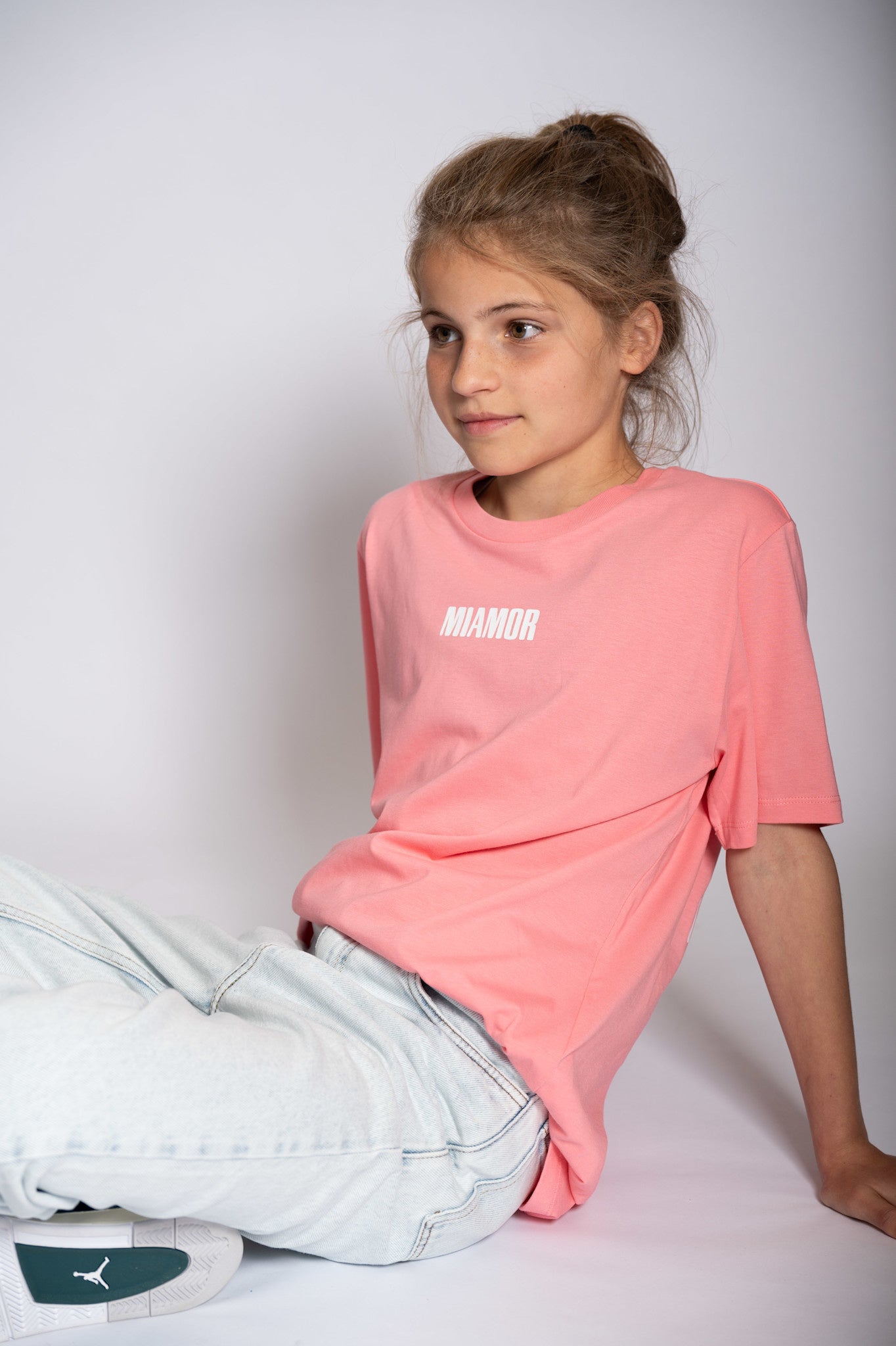 Mini Miamor tee pink joy - white logo