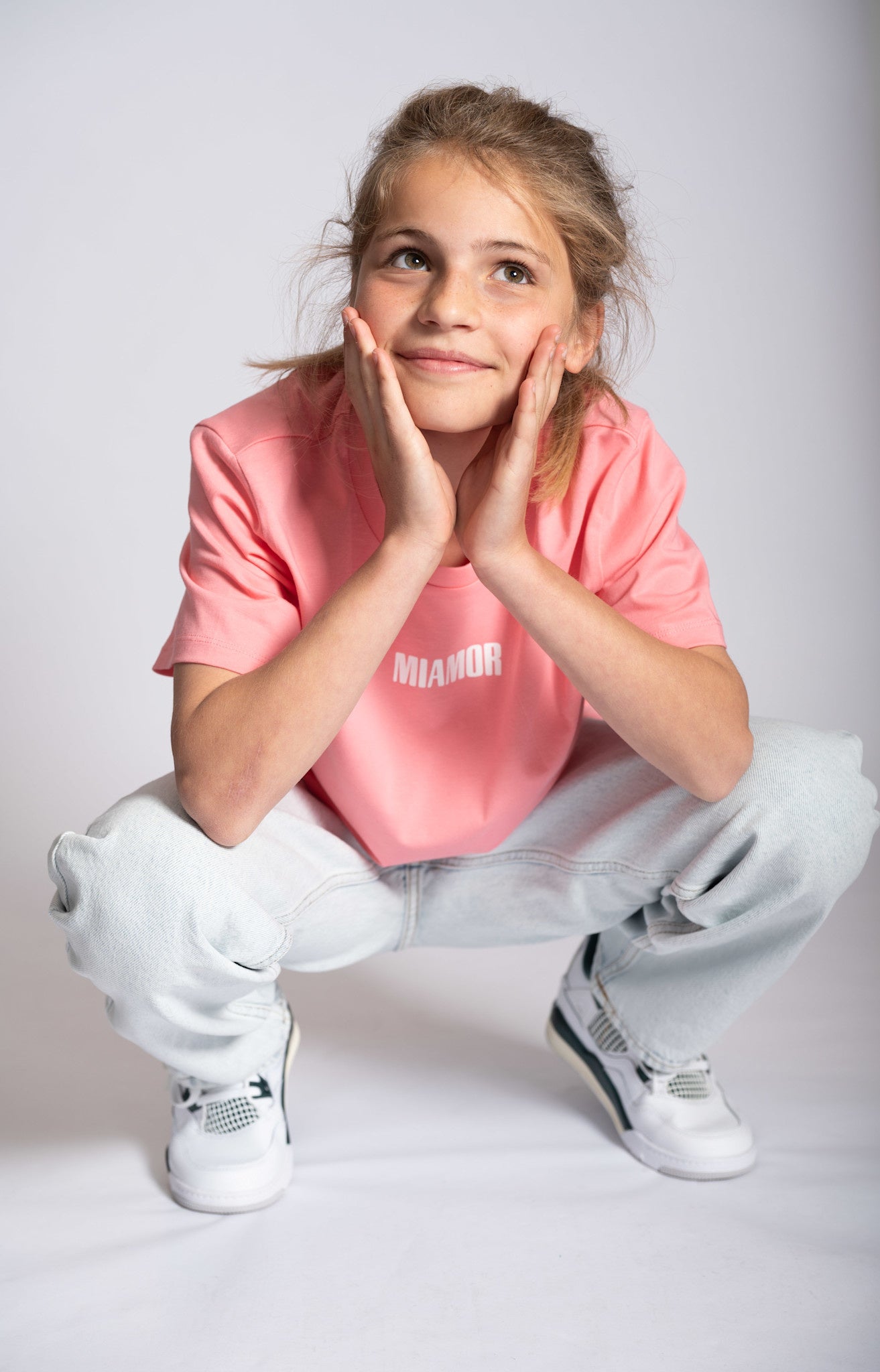 Mini Miamor tee pink joy - white logo