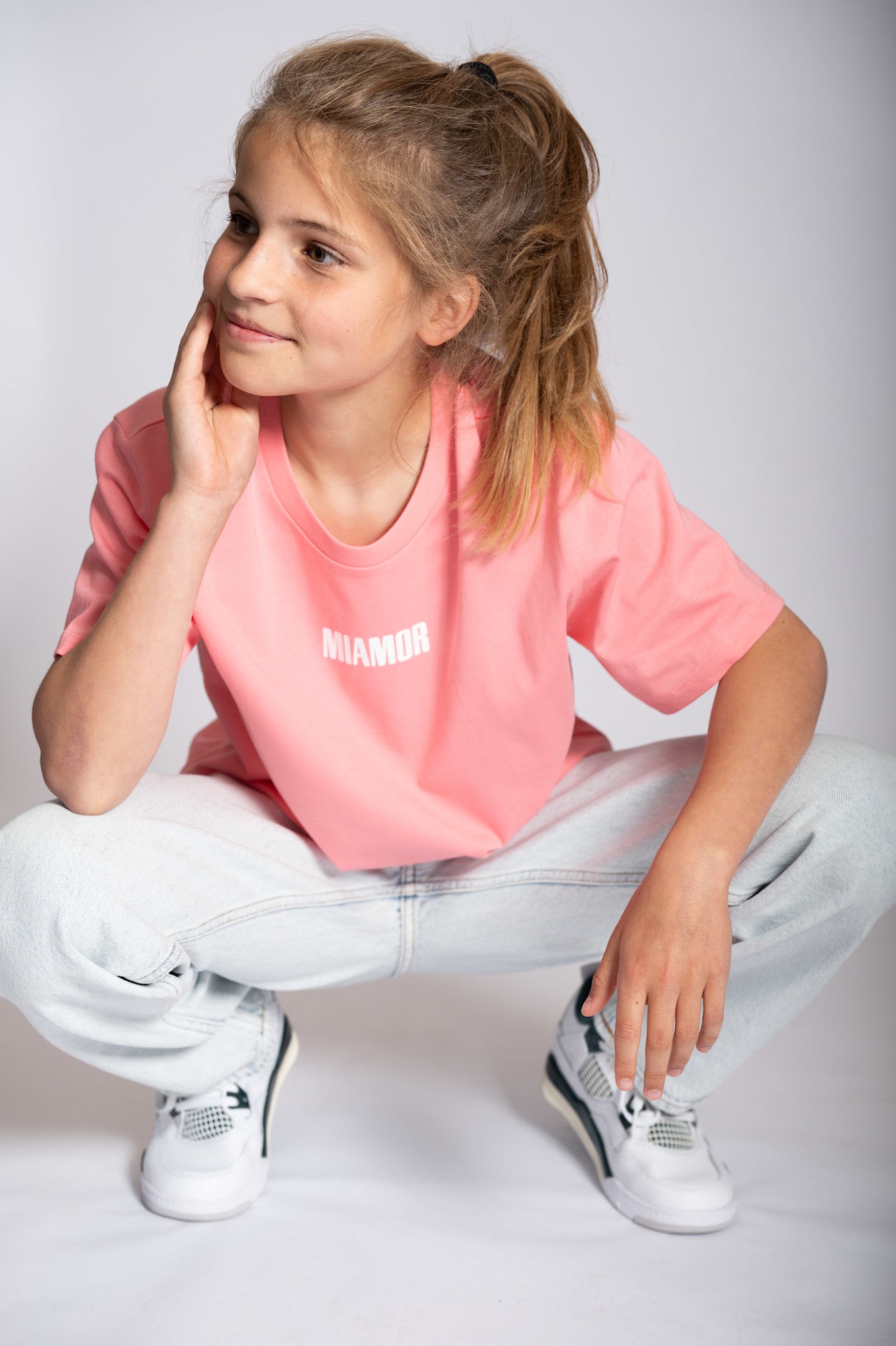 Mini Miamor tee pink joy - white logo