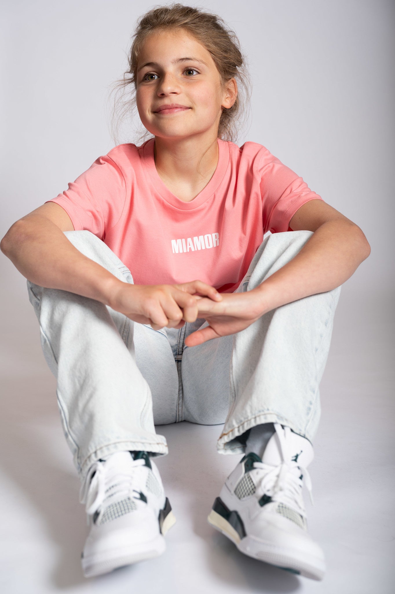 Mini Miamor tee pink joy - white logo