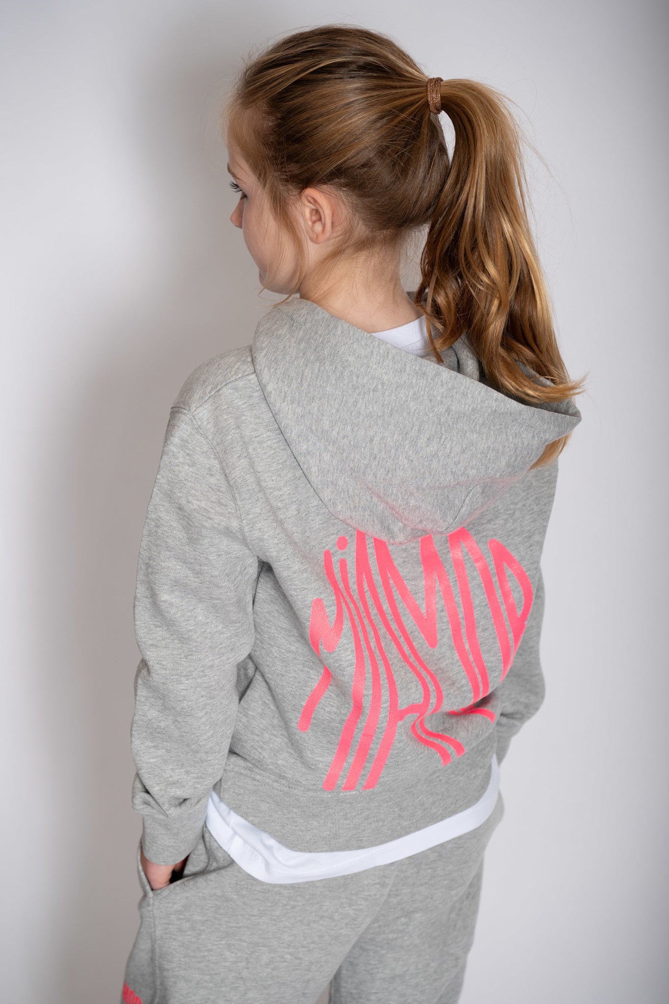 NOUVEAU - Mini sweat à capuche Supreme Miamor gris chiné - rose fluo