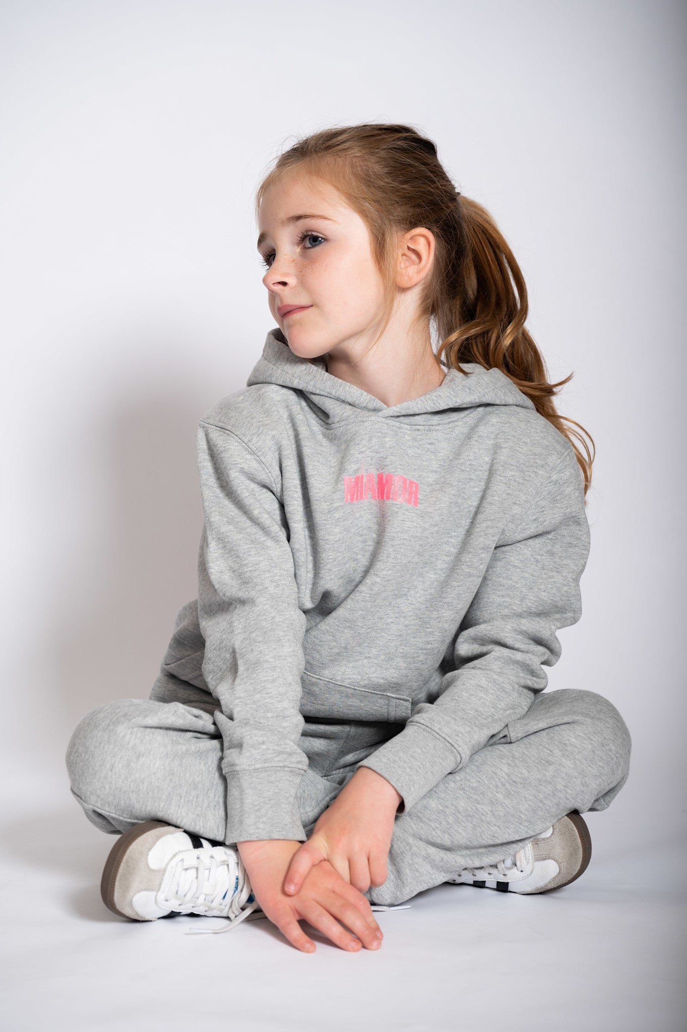 NOUVEAU - Mini sweat à capuche Supreme Miamor gris chiné - rose fluo