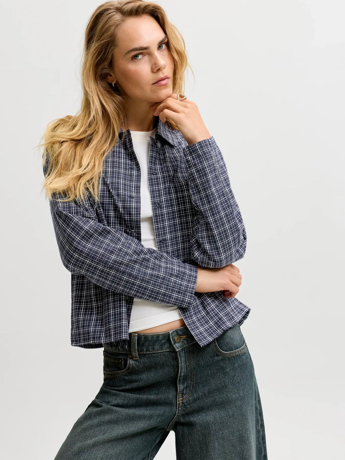 JXASTA LS CLEAN CHECK SHIRT - NAVY