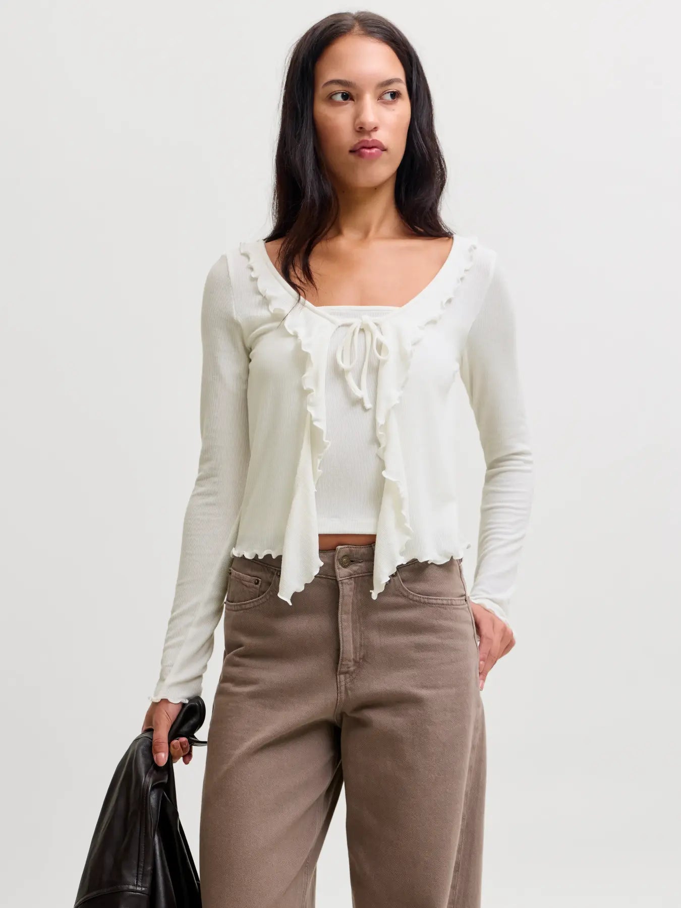 JXUMA RIB BOW TOP - CLOUD DANCER
