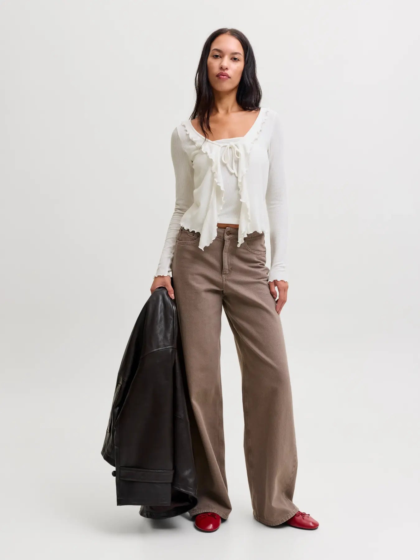 JXUMA RIB BOW TOP - CLOUD DANCER