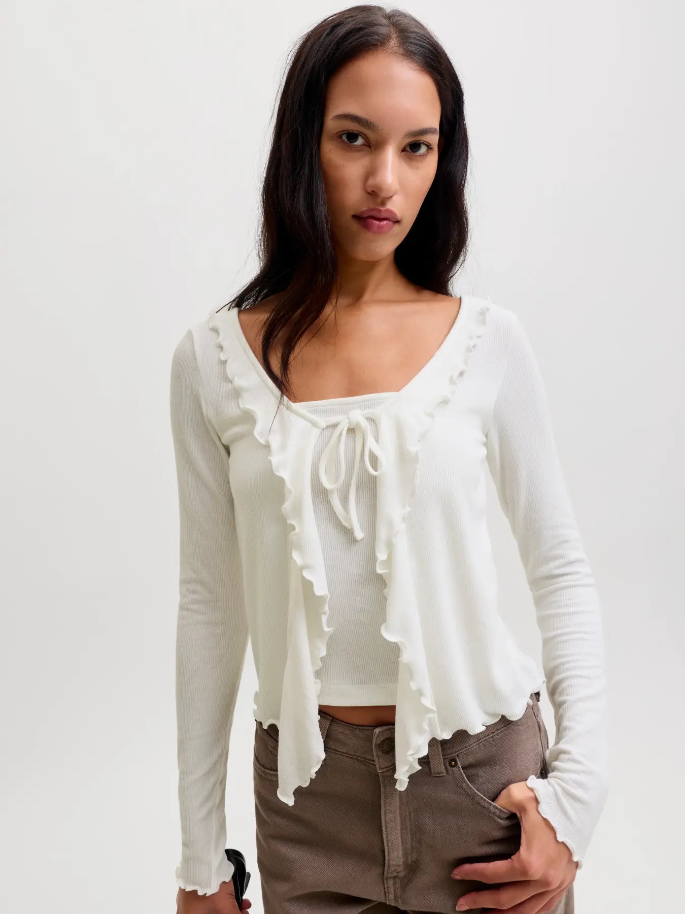 JXUMA RIB BOW TOP - CLOUD DANCER