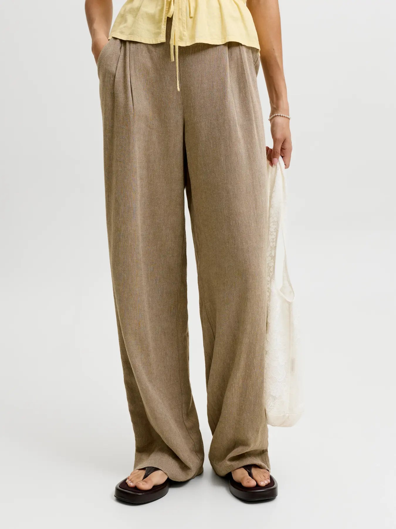JXALMIRA LINEN BLEND PANT - SILVER MINK