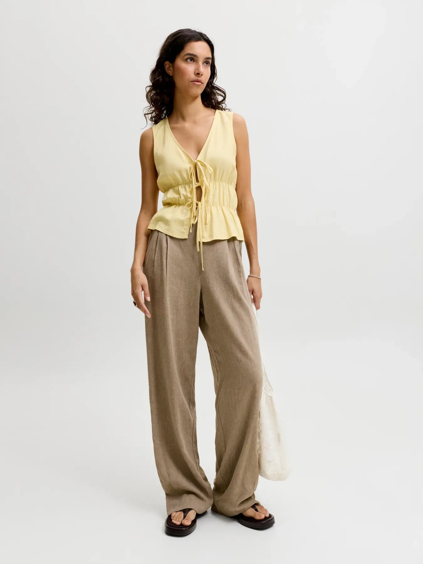 JXALMIRA LINEN BLEND PANT - SILVER MINK