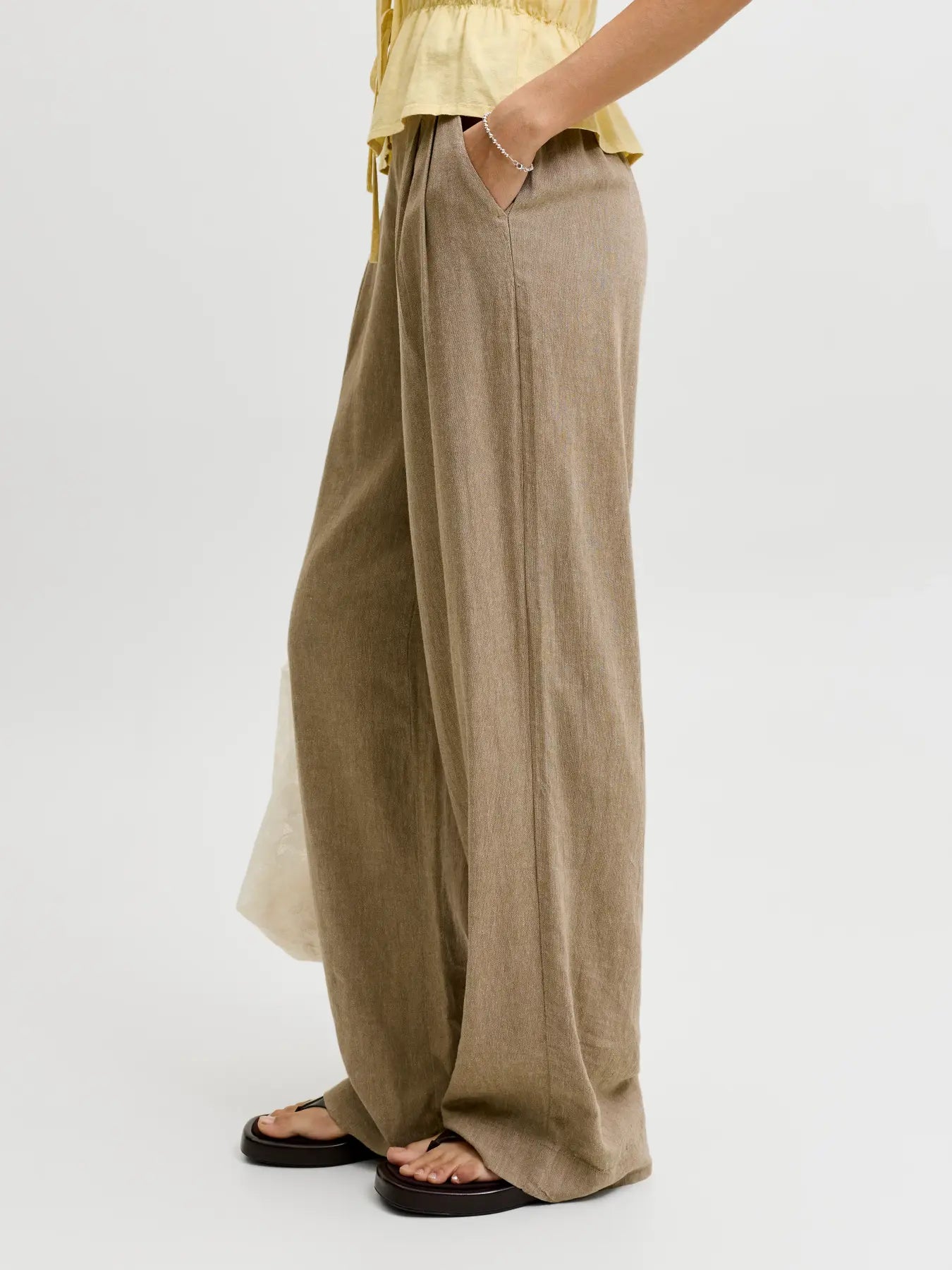 JXALMIRA LINEN BLEND PANT - SILVER MINK
