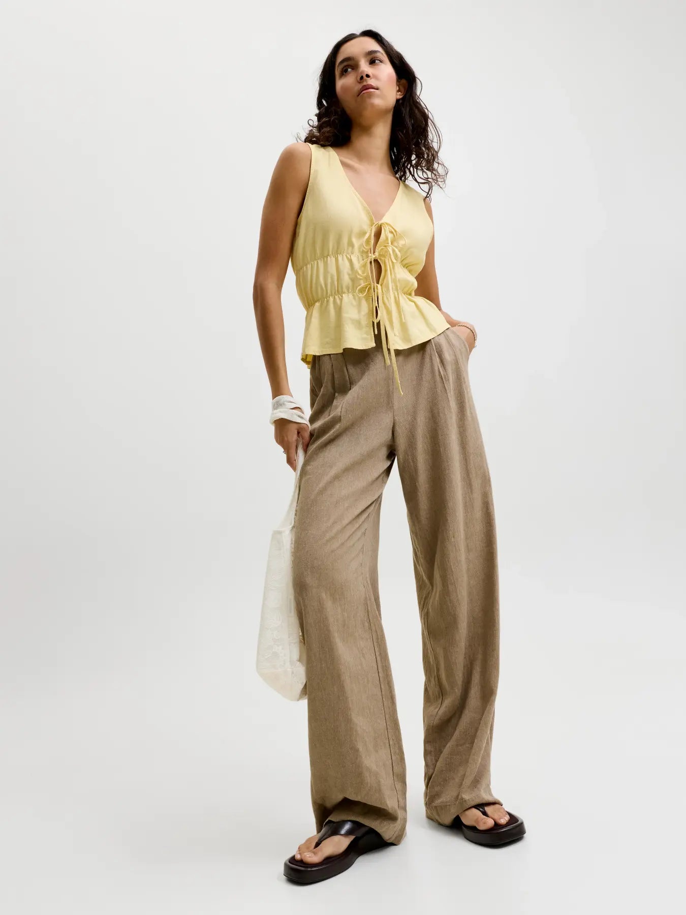 JXALMIRA LINEN BLEND PANT - SILVER MINK