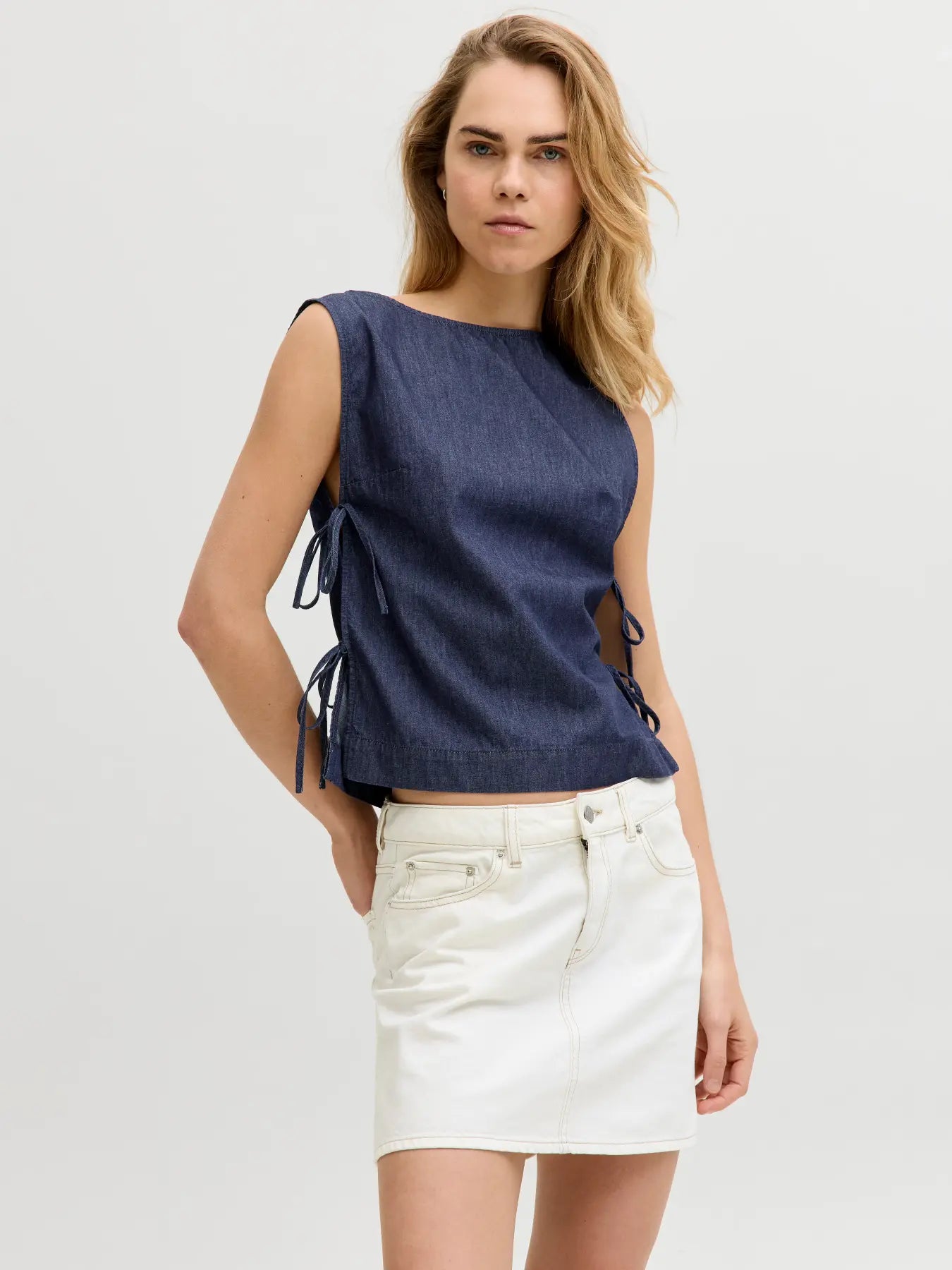 JXDEBBY CHAMBREY TOP - DARK BLUE DENIM
