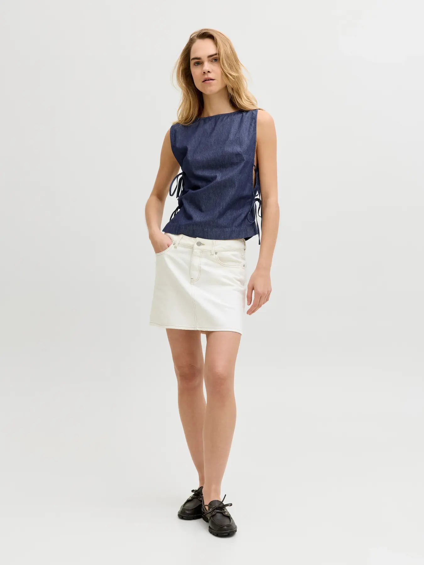 JXDEBBY CHAMBREY TOP - DARK BLUE DENIM