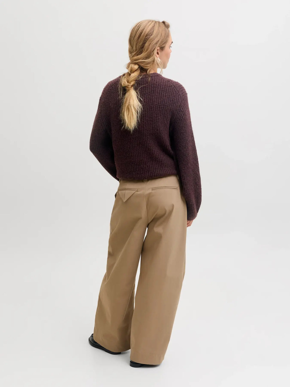 JXGLORIA GLOBAL CREW NECK KNIT - BURGUNDY