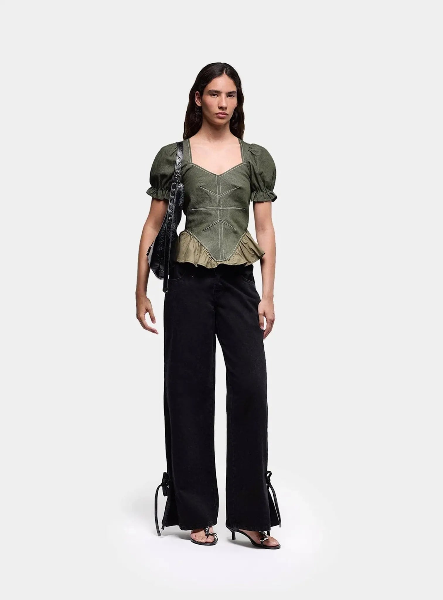 Regina puff sleeve blouse - Khaki