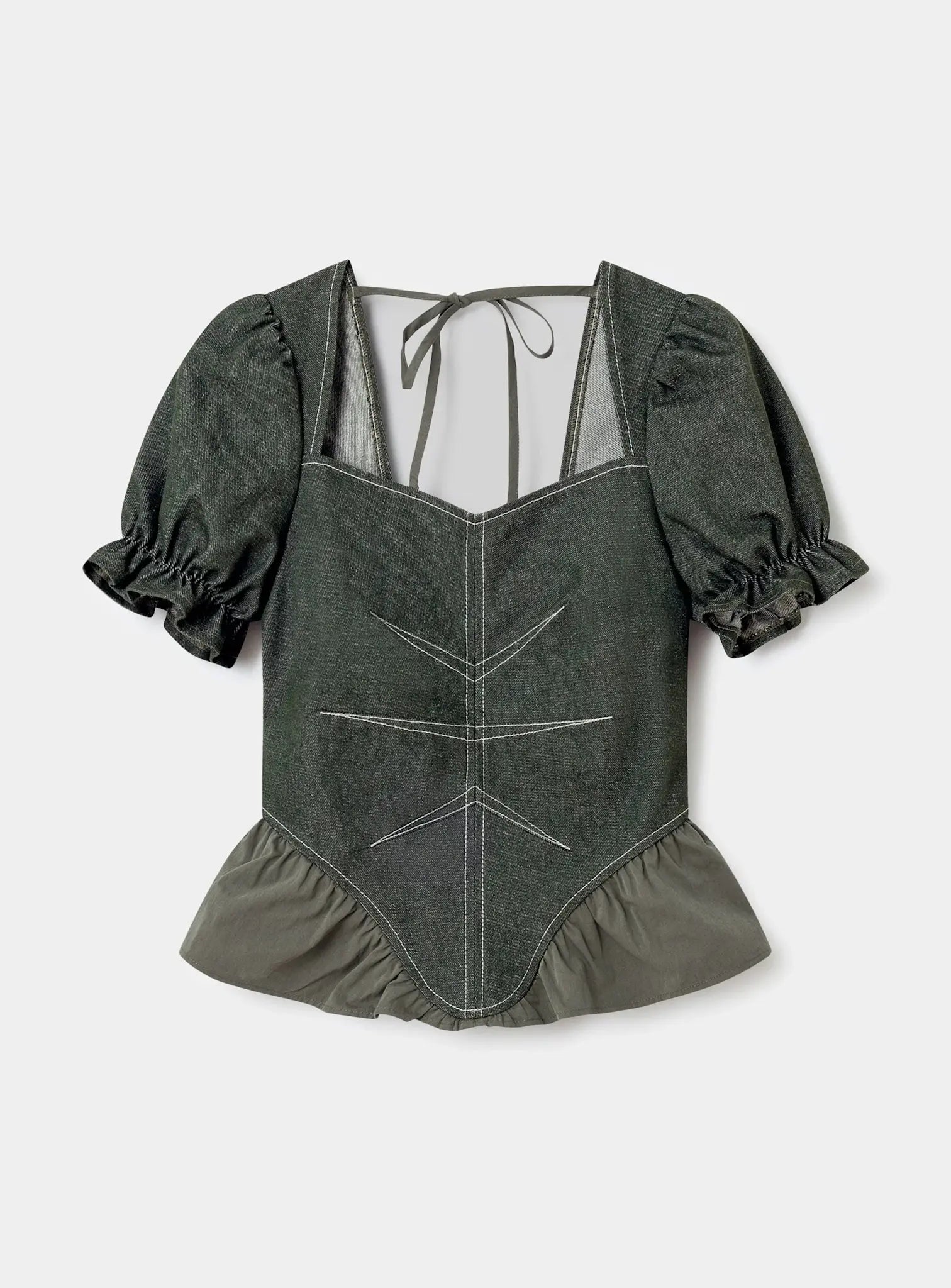 Regina puff sleeve blouse - Khaki