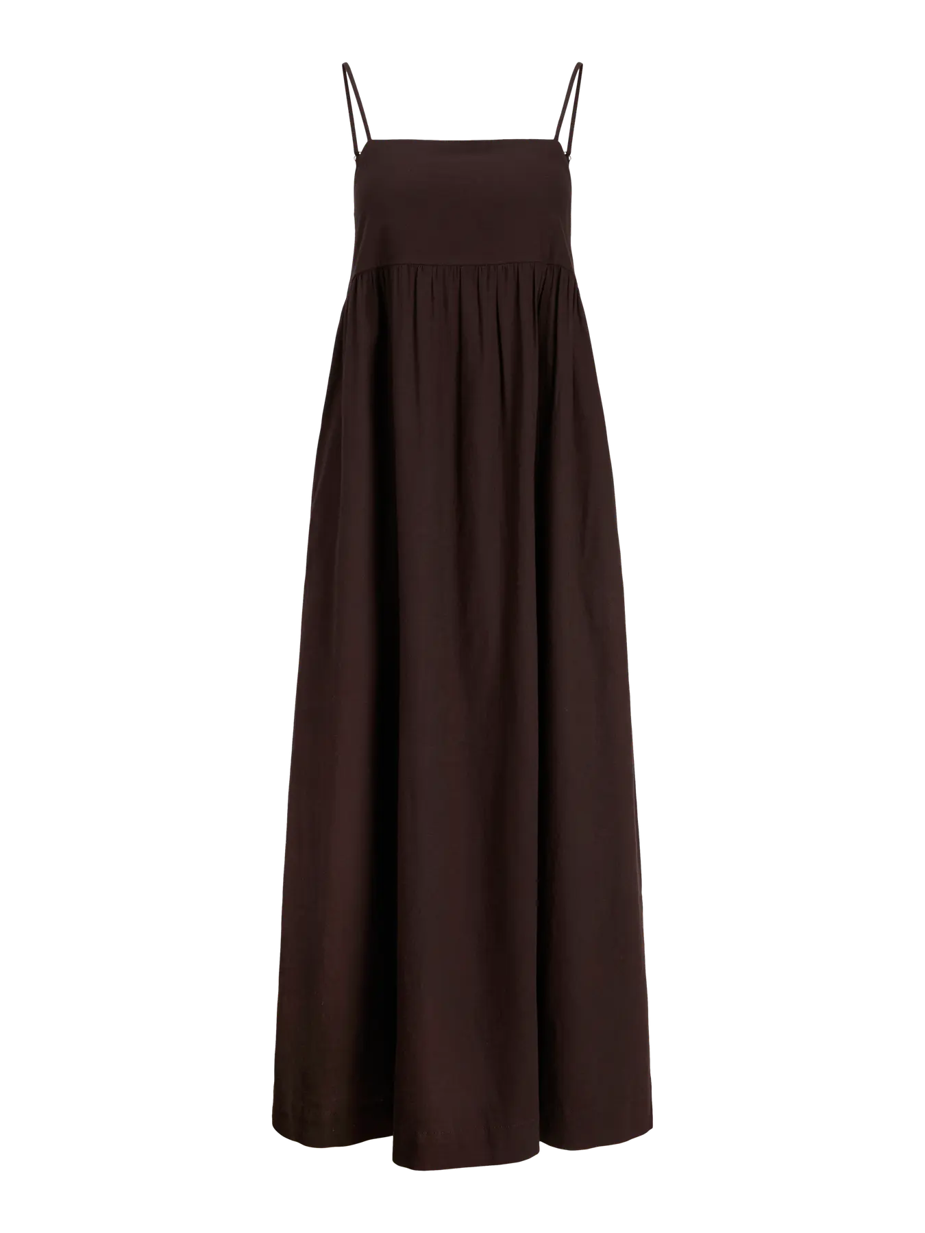 JXALMIRA LINEN LONG DRESS - SEAL BROWN