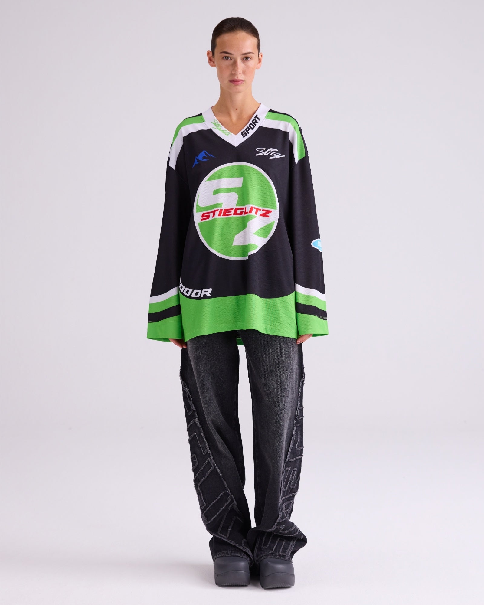 Alando wijde skate longsleeve - Zwart