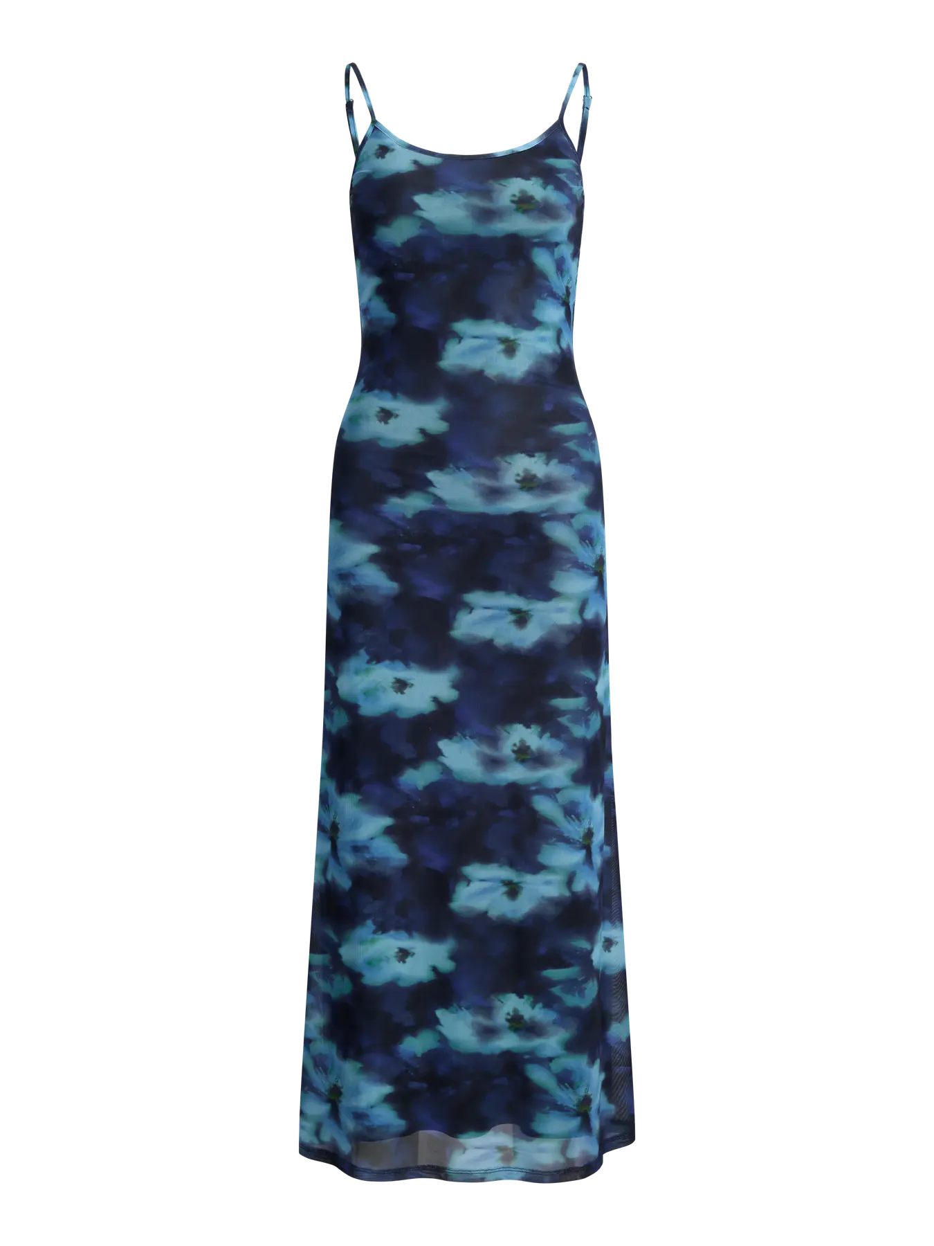 JXMINNA MESH SINGLET LONG DRESS - SWIM BLUR FLOWER