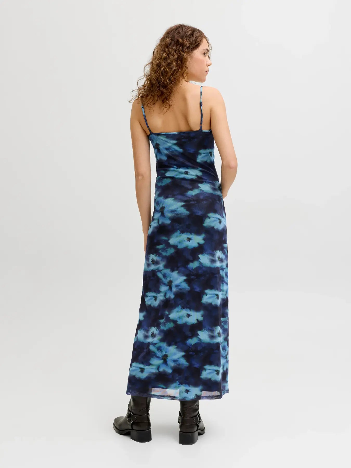 JXMINNA MESH SINGLET LONG DRESS - SWIM BLUR FLOWER