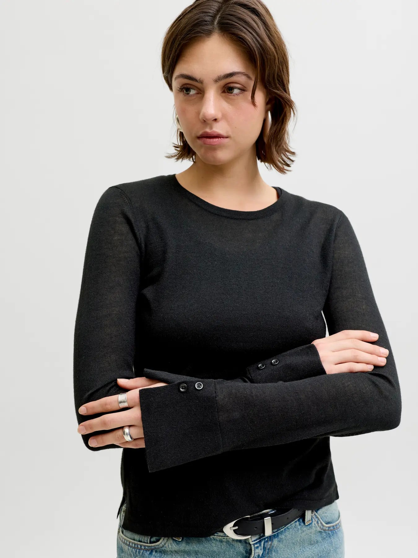 JXALBERTE CREW NECK KNIT - BLACK