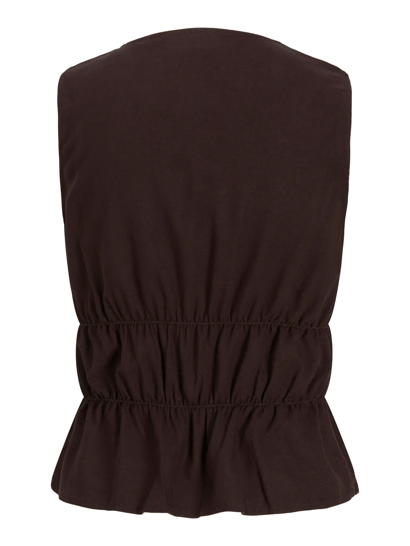 JXALMIRA LINEN BLEND TOP - SEAL BROWN