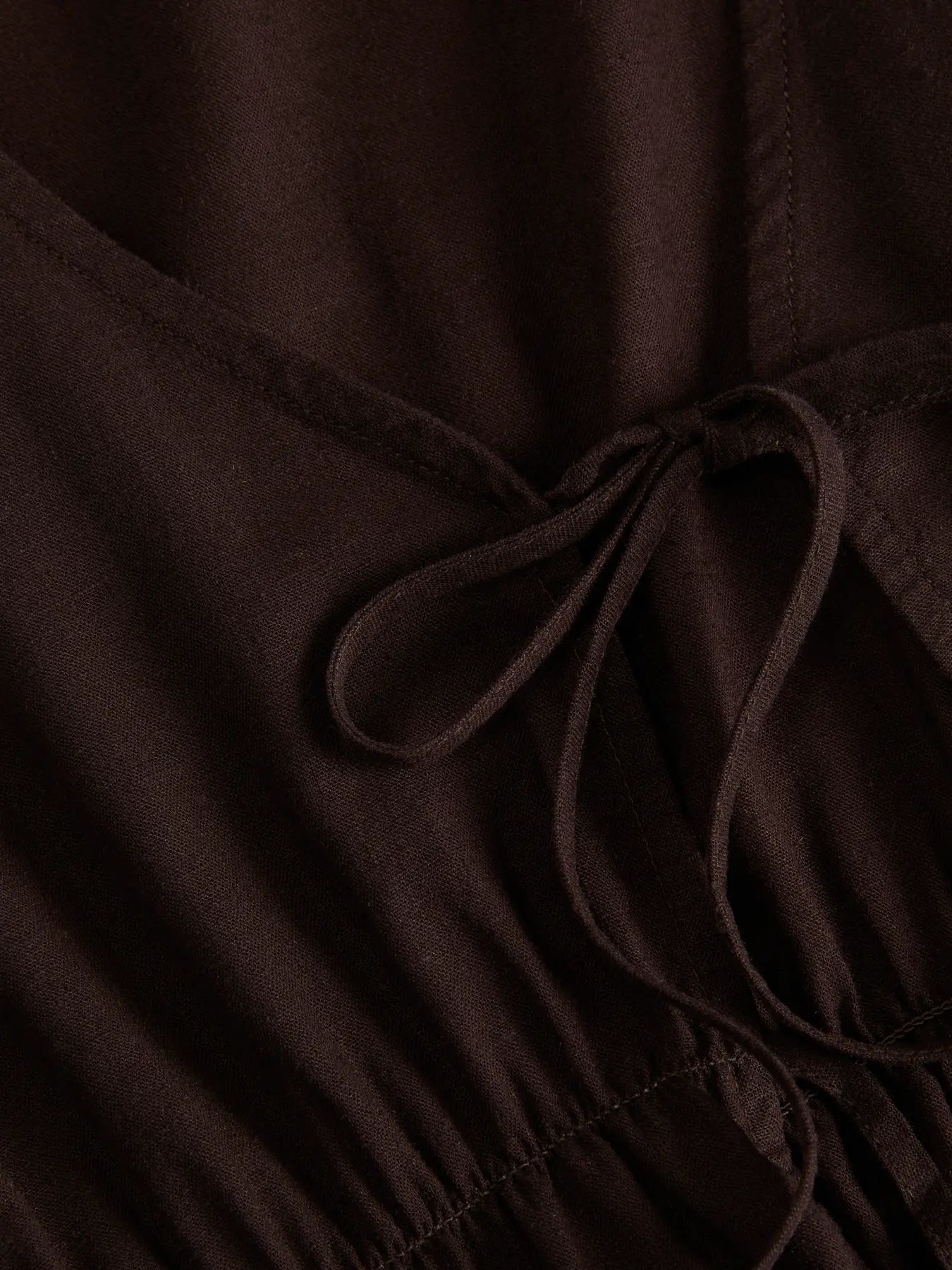 JXALMIRA LINEN BLEND TOP - SEAL BROWN